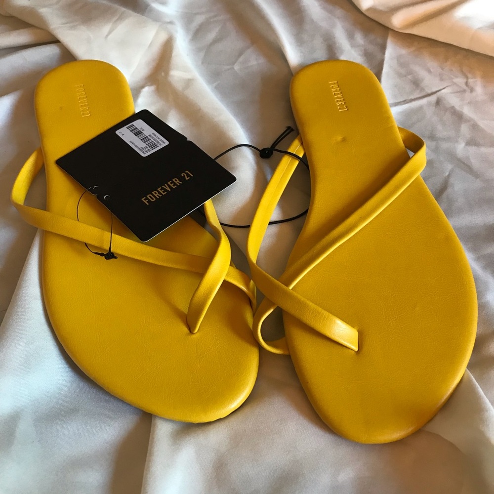Yellow Crisscrossed Toe Flip Flops